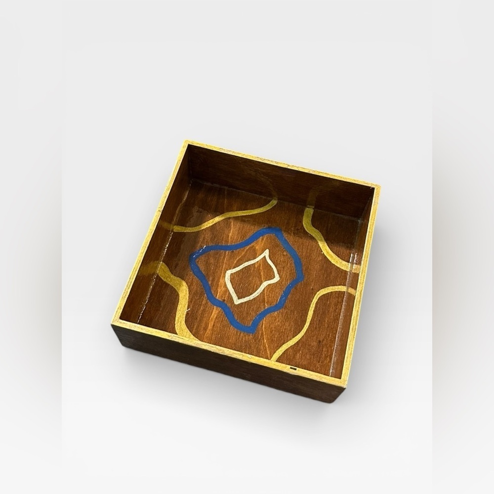 Handmade Gold Brown And Blue Medium Trinket Dish